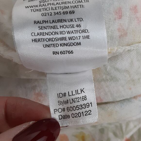 Lauren Ralph Lauren Black Label Pajama Set L Bermuda Shorts Notch Collar Floral - Picture 9 of 16